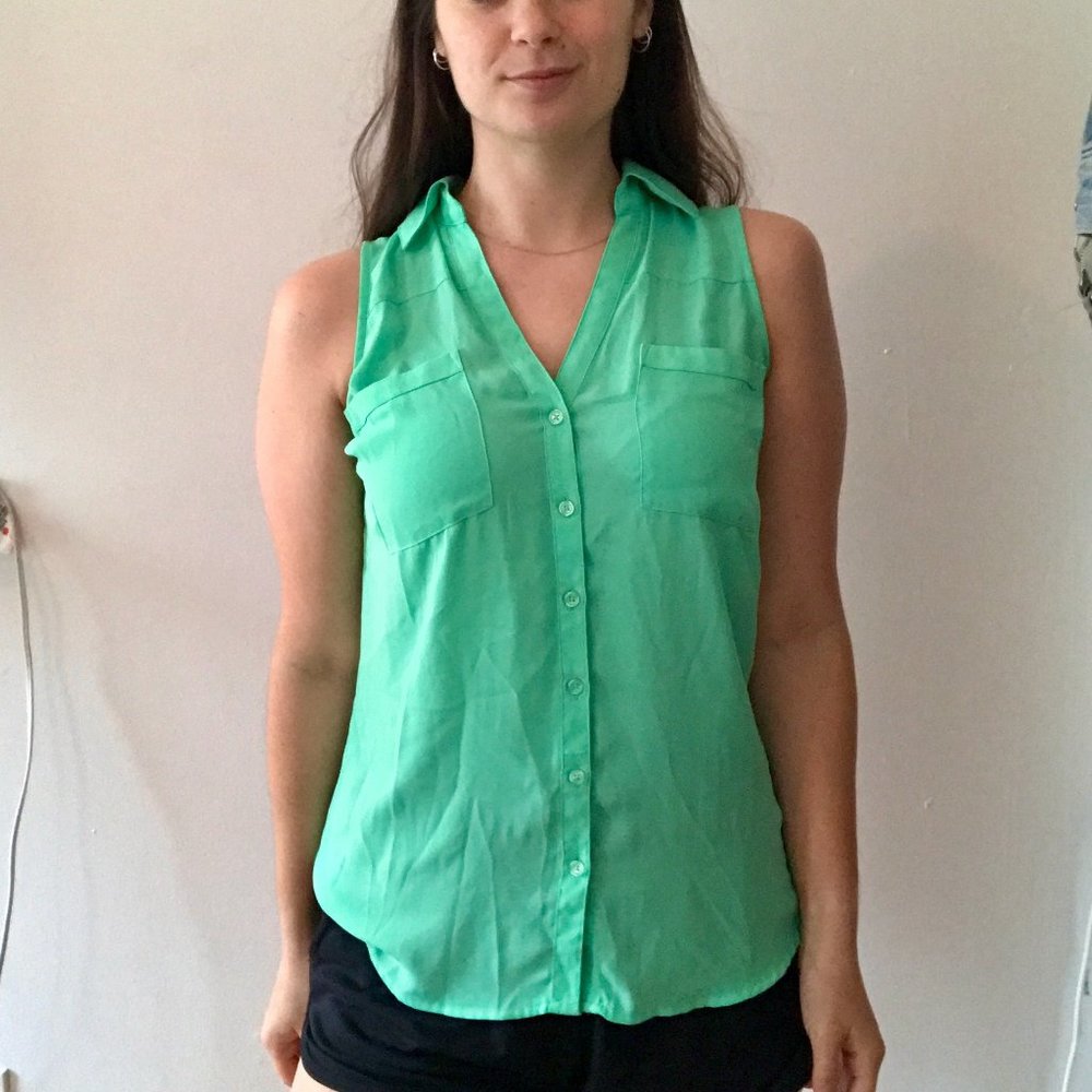 Green Tank Chiffon Blouse